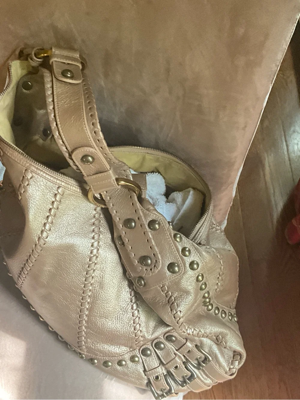 Bronze leather Isabella Fiori  Leather Hobo Shoulder Bag - Everyday Chic